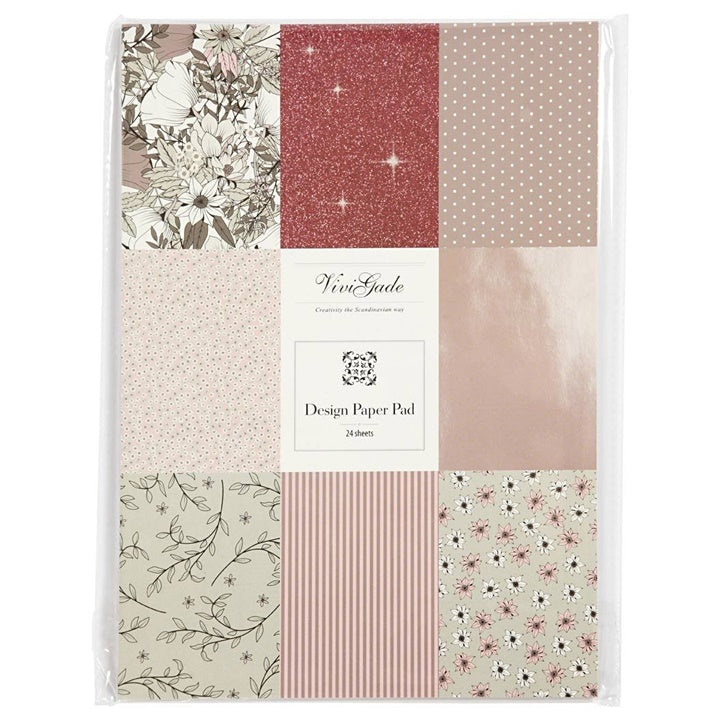 Carta scrapbooking A4 Vivi Gade - toni rosa - set di 24 fogli