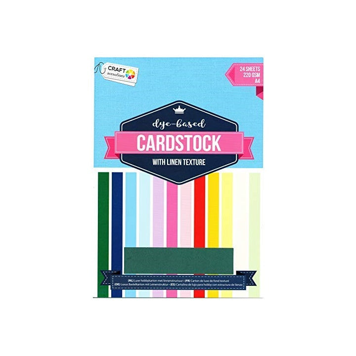 Cartone creativo Craft Sensations con trama di lino A4 - 24 fogli | design diversi - Blocco 2