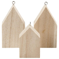 Casetta in legno da appendere 3 pezzi
