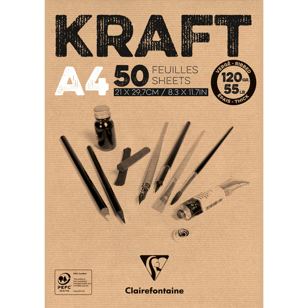 Clairefontaine blocco di carta kraft incollato – 120 g 50F A4