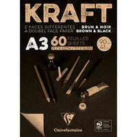Clairefontaine blocco di carta kraft incollato – 90 g 60F A3 Marrone e Nero