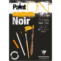 Clairefontaine Paint'On Mix Media blocco 250 g 20 fg incollato Black