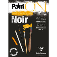 Clairefontaine Paint'On Mix Media blocco 250 g 20 fg incollato Black