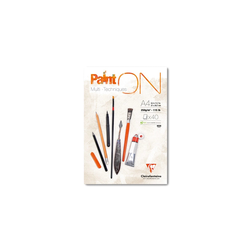 Clairefontaine Paint'On Mix Media blocco 250 g 40 fg incollato Extra White