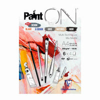Clairefontaine Paint'On Mix Media blocco n. 6 250 g 24fg incollato colori assortiti