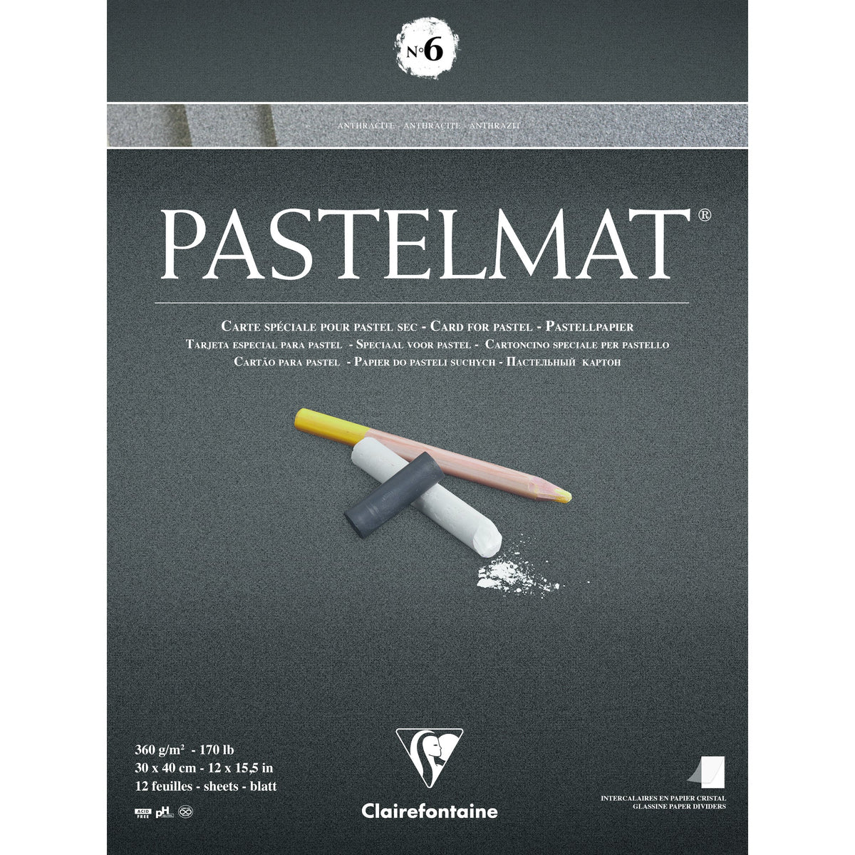 Clairefontaine Pastelmat blocco n. 360 g 12F 30 x incollato
