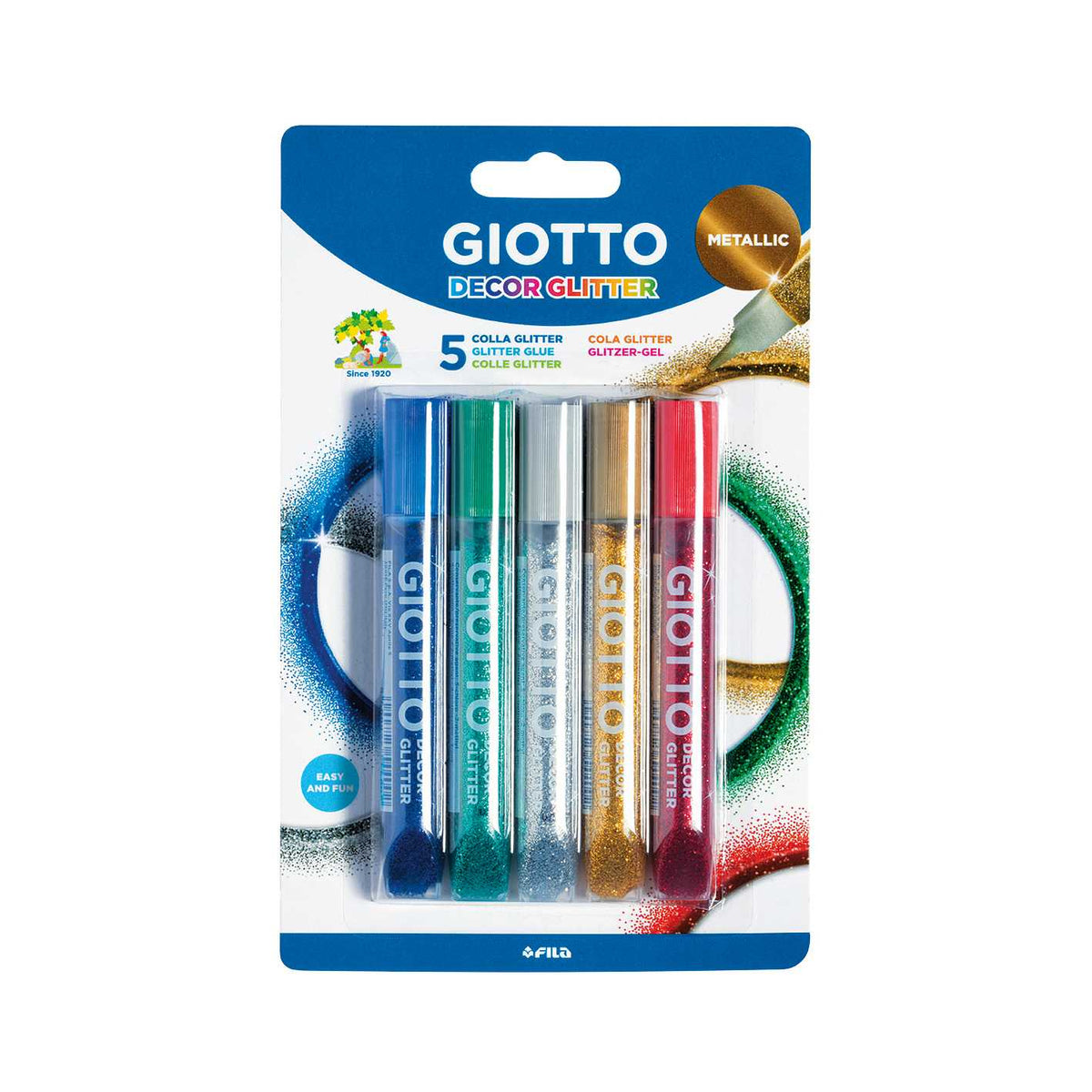 Colla glitterata GIOTTO Glitter Glue colori metallici 5 x 10 g