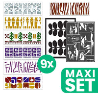 Collezione di stencil per pittura a tema ETHNO - 9 pezzi
