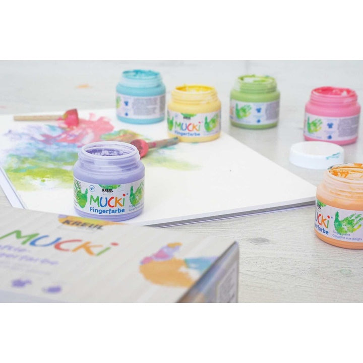 Colori a dita per bambini pastello MUCKI / set 6 x 150 ml — immagine 1