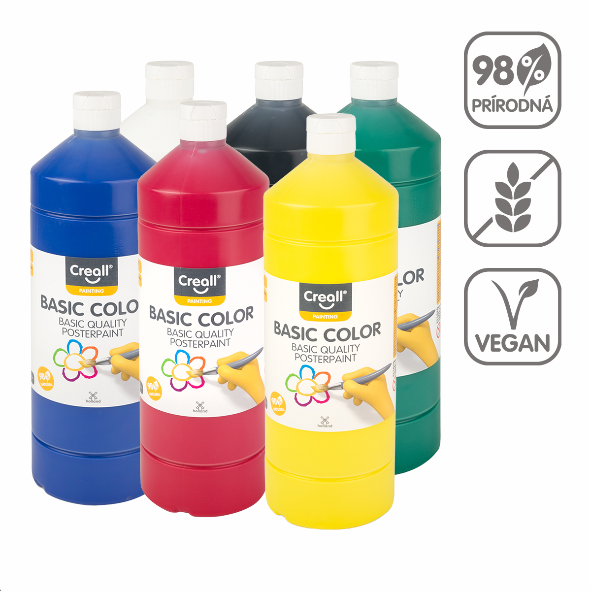 Colori a tempera Creall, 1 000 ml, colori assortiti – 6 ×