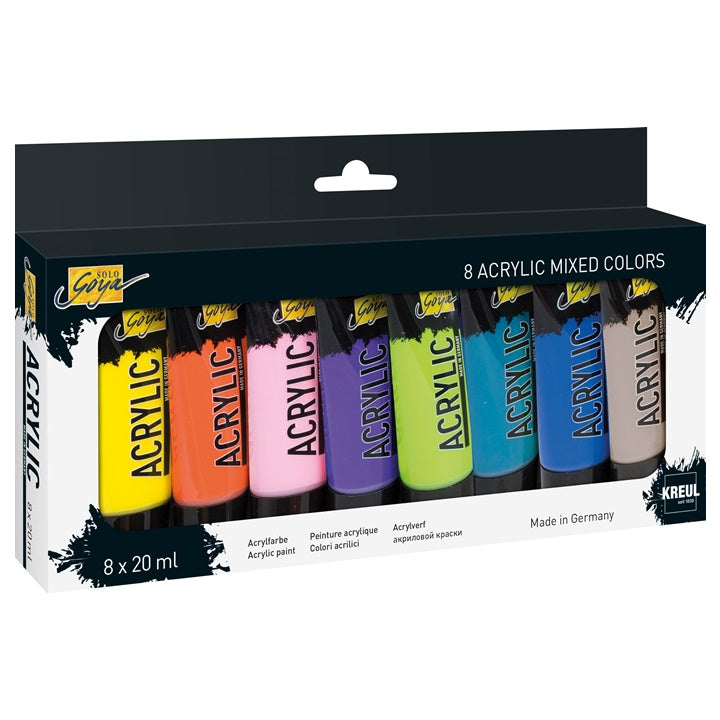 Set iniziale per pittura — tela, colori acrilici, pennelli e cavalletto