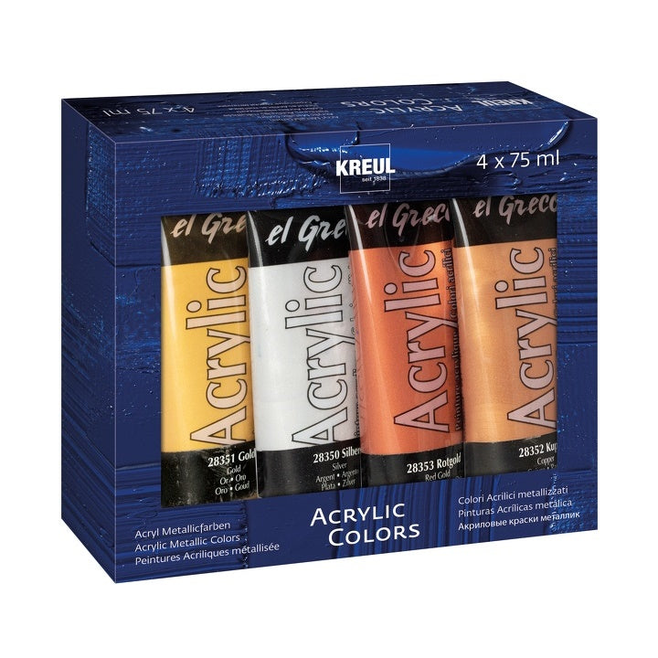 Colori acrilici metallici El Greco - Kreul - set 4 x 75 ml
