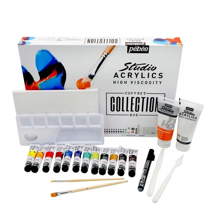 Colori acrilici Pebeo Studio Acrilici Scatola con accessori 23 pezzi