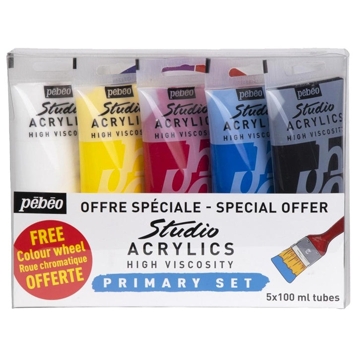 Colori acrilici Pebeo Studio Acrilico - set base - 5 x 100 ml