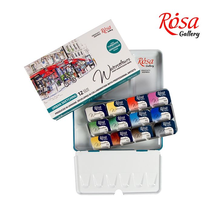 Colori ad acquerello Rosa Gallery - set Urban Sketching 12 x 2,5 ml