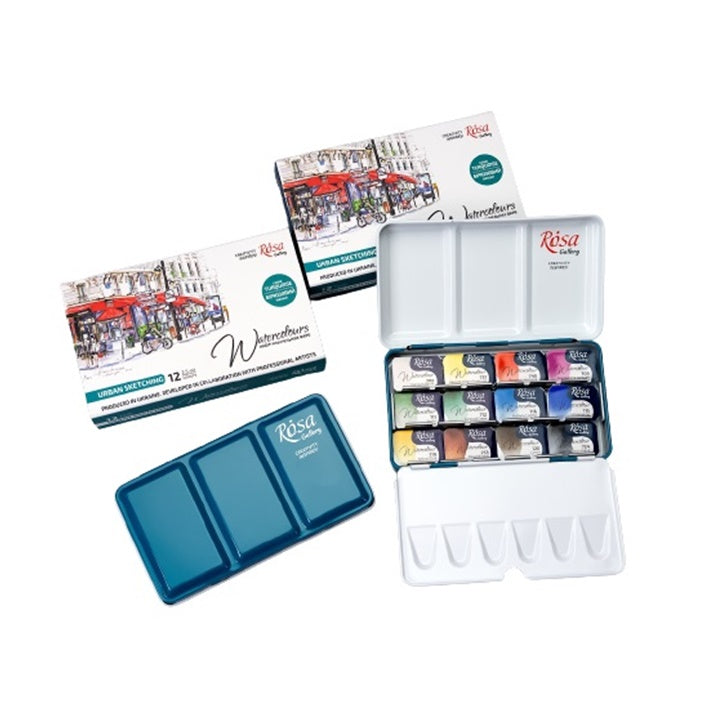 Colori ad acquerello Rosa Gallery - set Urban Sketching 12 x 2,5 ml