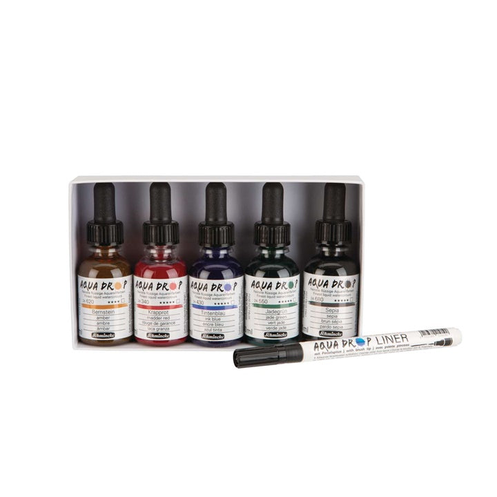 Colori ad acquerello Schmincke AQUA DROP - set 5 x 30 ml + liner — immagine 2