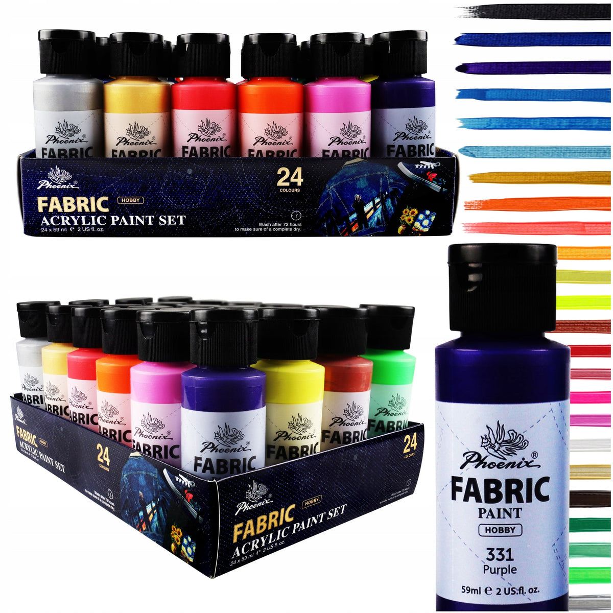Colori per tessuti Phoenix 12–24 x 59 ml