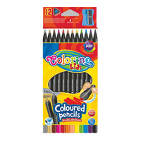 Colorino matite colorate triangolari in legno nero con temperamatite - 12 colori