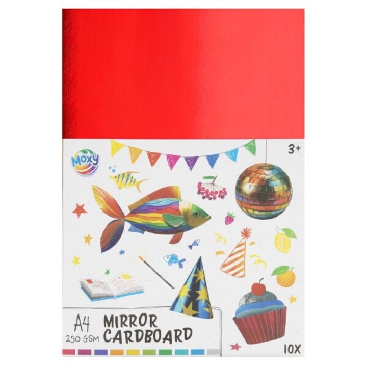 Confezione di cartoncino a specchio A4 250 GSM - 10 fogli, 10 colori