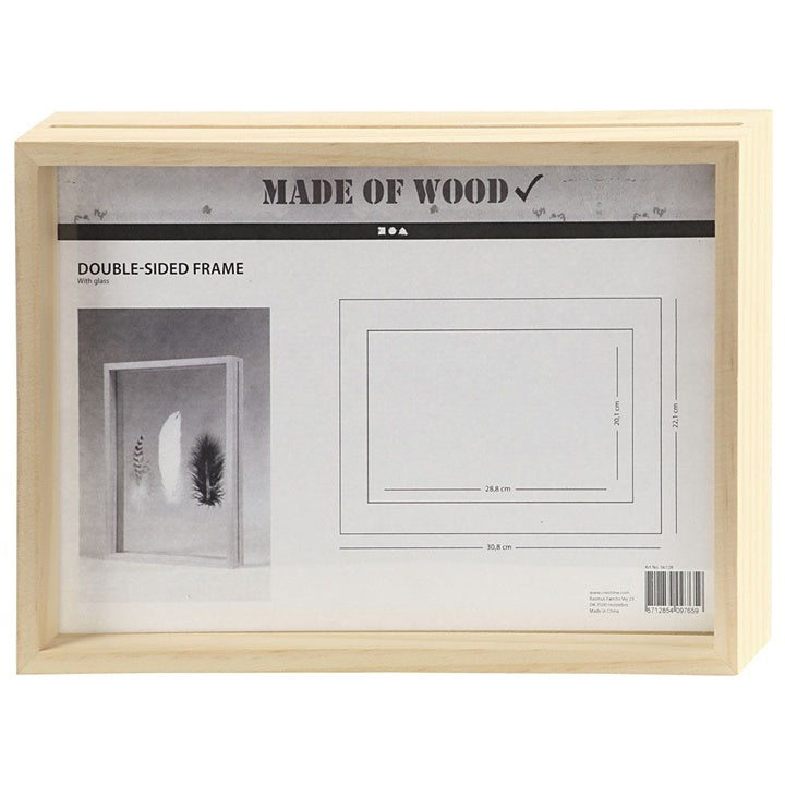 Cornice bifacciale in legno con vetrocamera