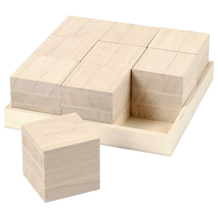Cubi in legno Creativ Company nel vassoio, 9 pz da 4 cm