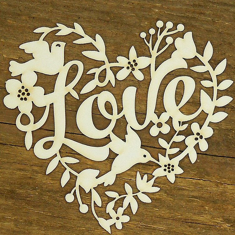 Cuore decorativo in legno Love - ornamento
