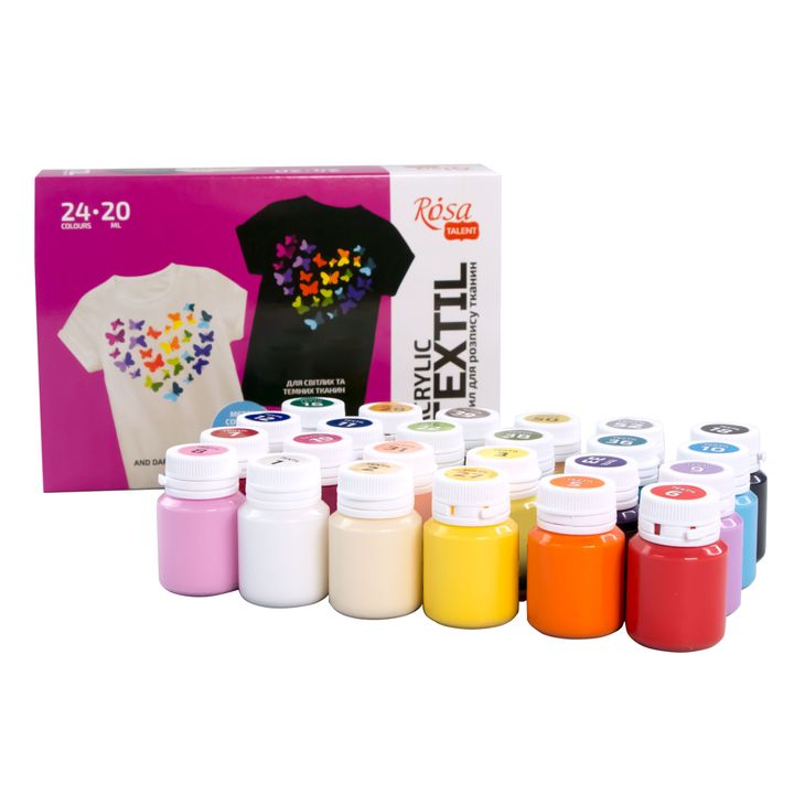 CUORE ROSA TALENT Set di colori acrilici per tessuti 24x20 ml