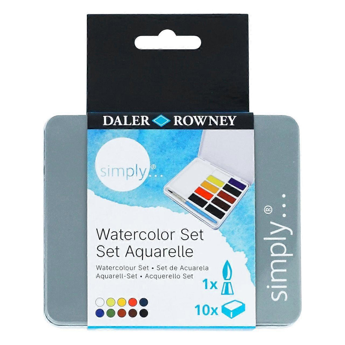 DALER ROWNEY Simply set acquerello 10 mezzi godet con pennello
