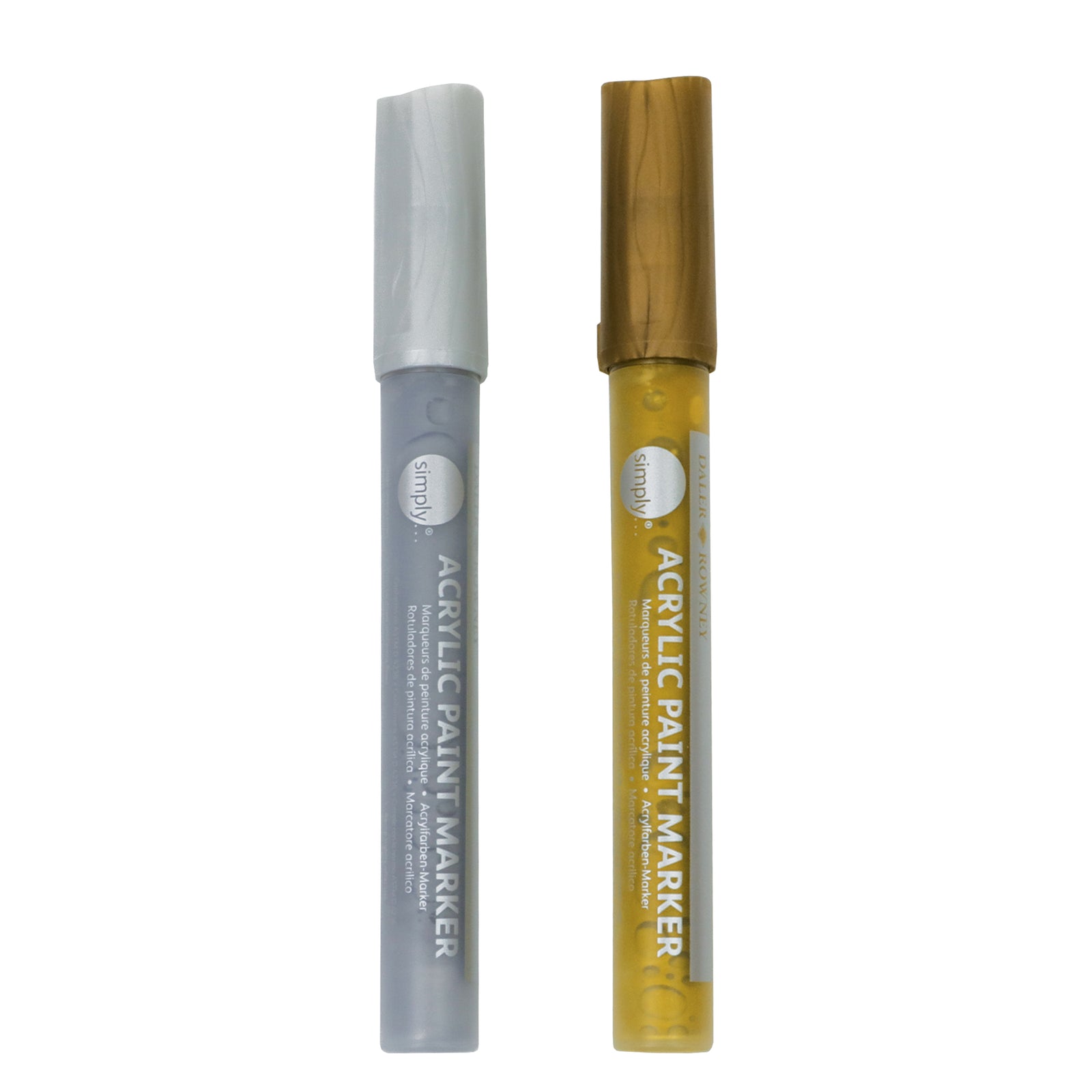 DALER ROWNEY Simply set di pennarelli acrilici oro e argento 2 pz