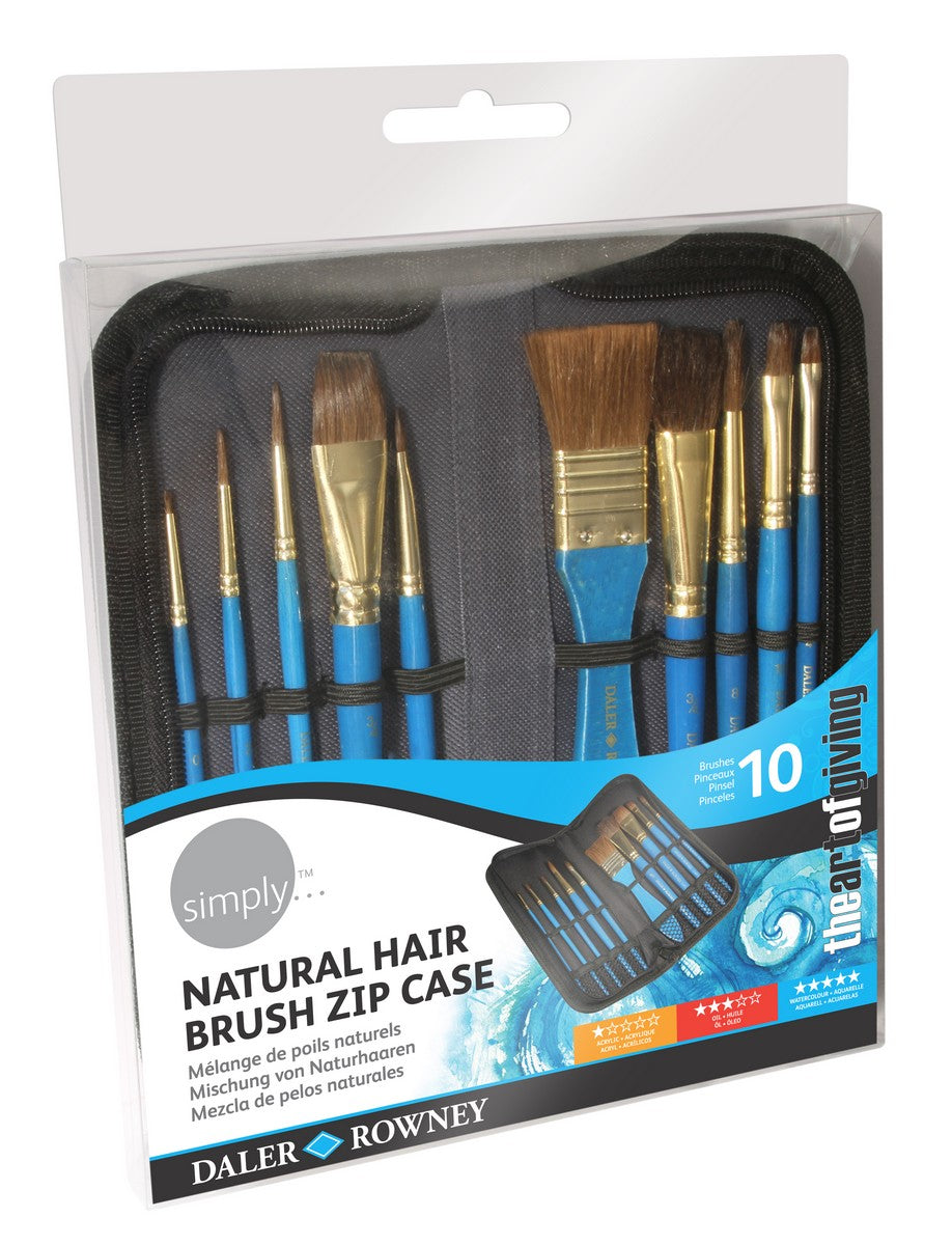 DALER ROWNEY Simply set di pennelli per acquerello con astuccio – 10 pz