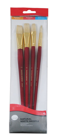 DALER ROWNEY Simply set di pennelli per pittura a olio setola di maiale 4 pz manico lungo misura 3