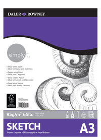 DALER ROWNEY Simply blocco da disegno per schizzi A3 95 g 72fg incollato