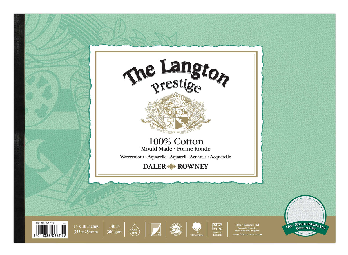 DALER ROWNEY The Langton Prestige blocco per acquerello CP Natural White 300 g 12F 25,4 x 35,6 cm – CP Natural White 300 g 12L 25,4 x 35,6 cm
