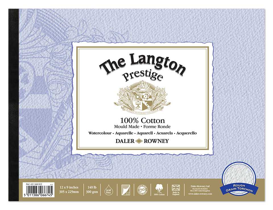 DALER ROWNEY The Langton Prestige blocco per acquerello CP Natural White 300 g 12F 25,4 x 35,6 cm – R Natural White 300 g, 12 listov - 22,9 x 30,5 cm