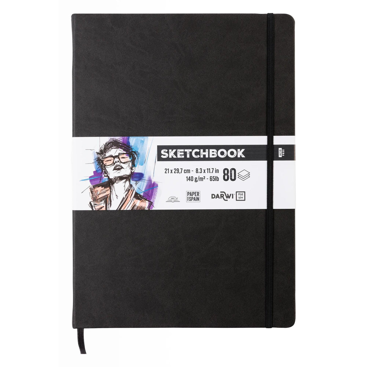 DARWI blocco da disegno Black A4 140 g 80 fg