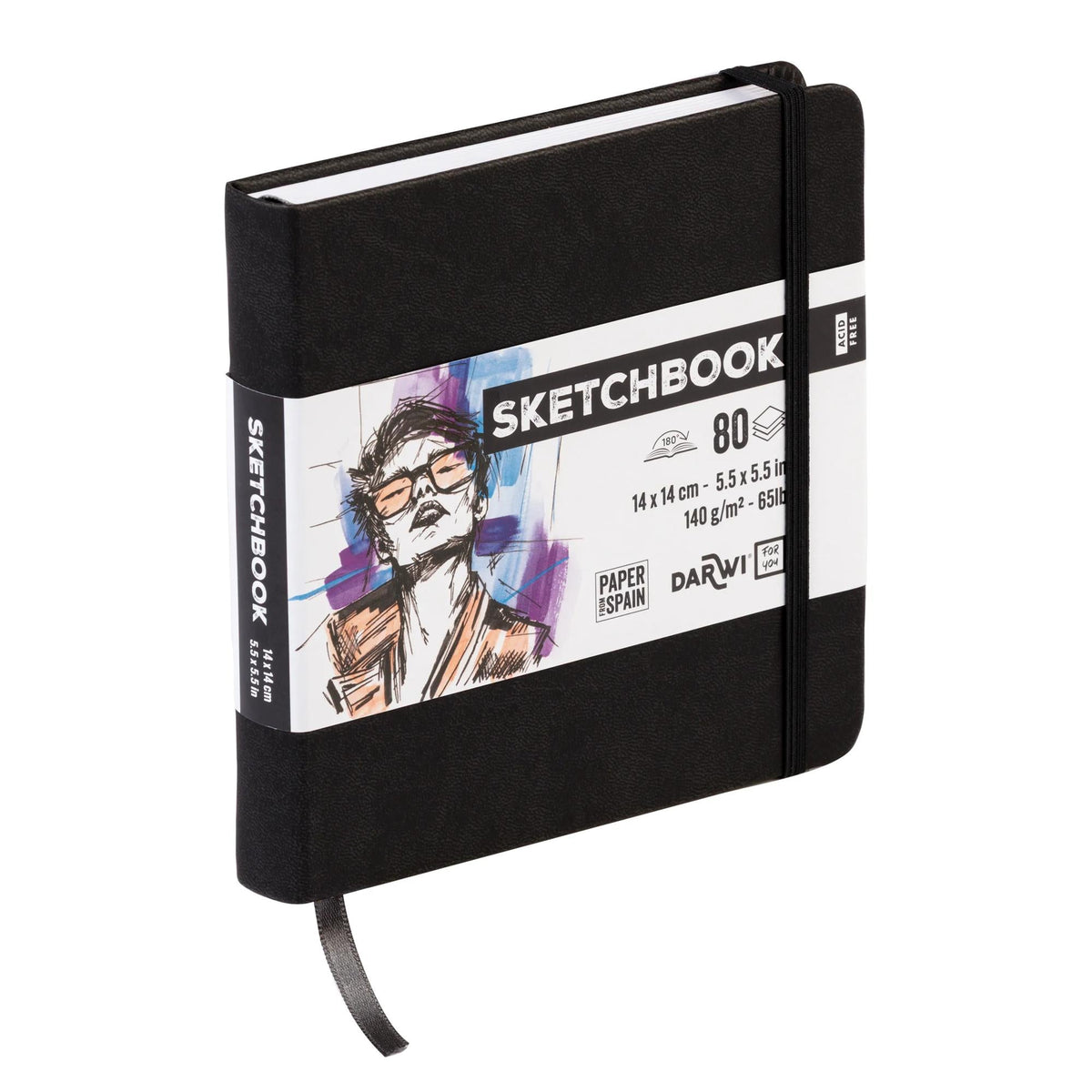 DARWI blocco da schizzi Black 14 x 14 cm, 140 g/m2, 80 fogli