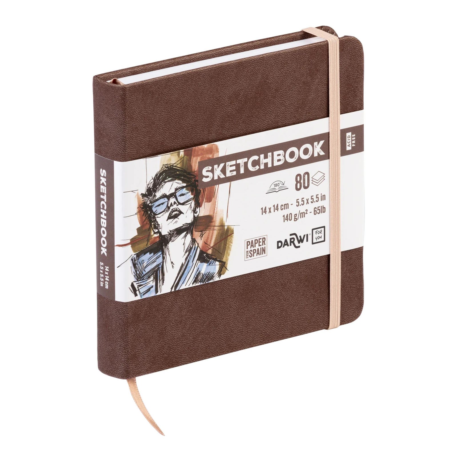 Blocco da disegno DARWI Brown 14 x 14 cm 140 g 80 fg