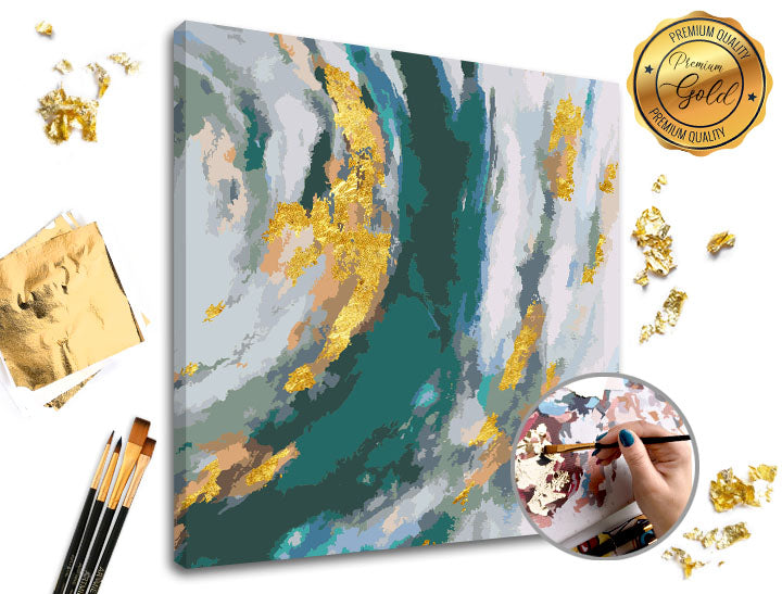 Dipingere con i numeri PREMIUM GOLD | Fantasia turchese
