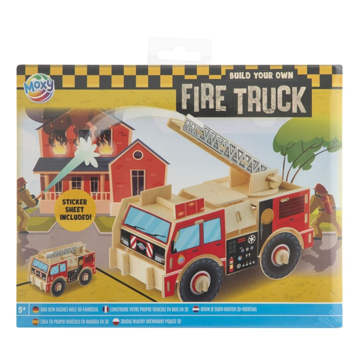 Puzzle in legno 3D con adesivi – Camion dei pompieri