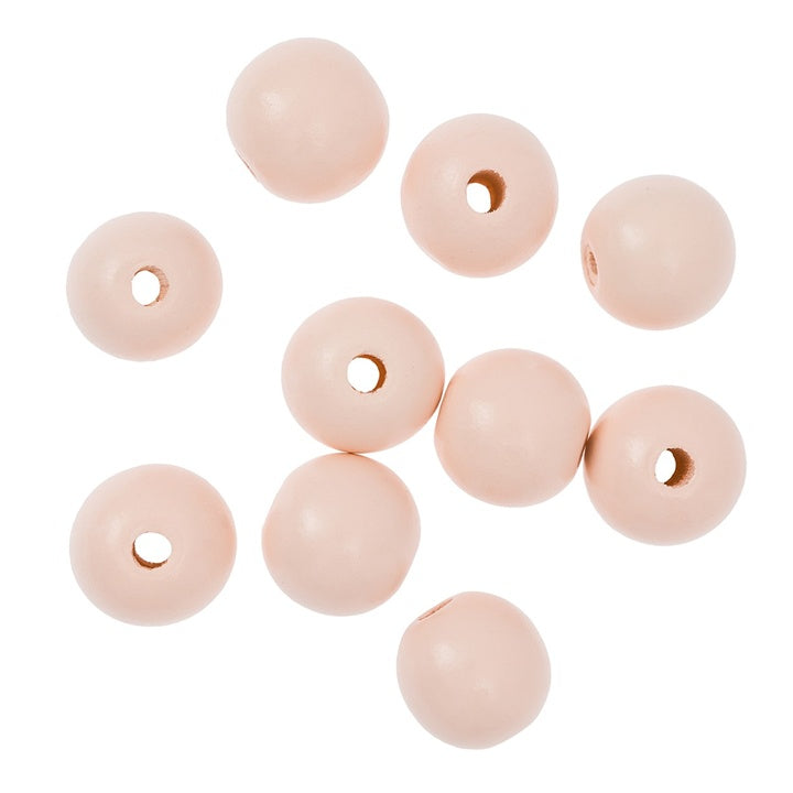 Perline di legno da 2,5 cm - Confezione da 10 – Rosa Polvere
