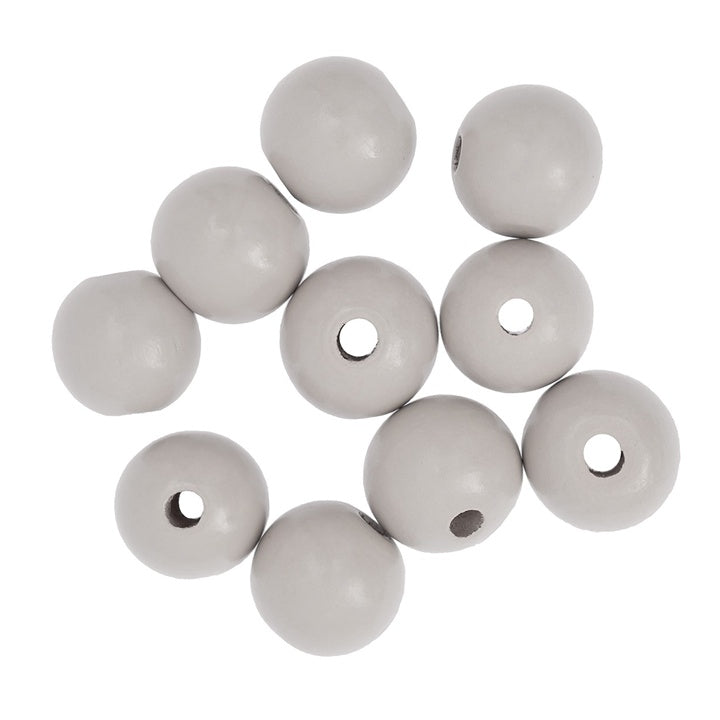 Perline di legno da 2,5 cm - Confezione da 10 – Grigio chiaro