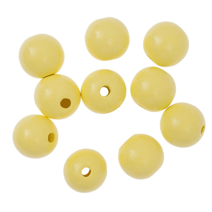 Perline di legno da 2,5 cm - Confezione da 10 – Giallo