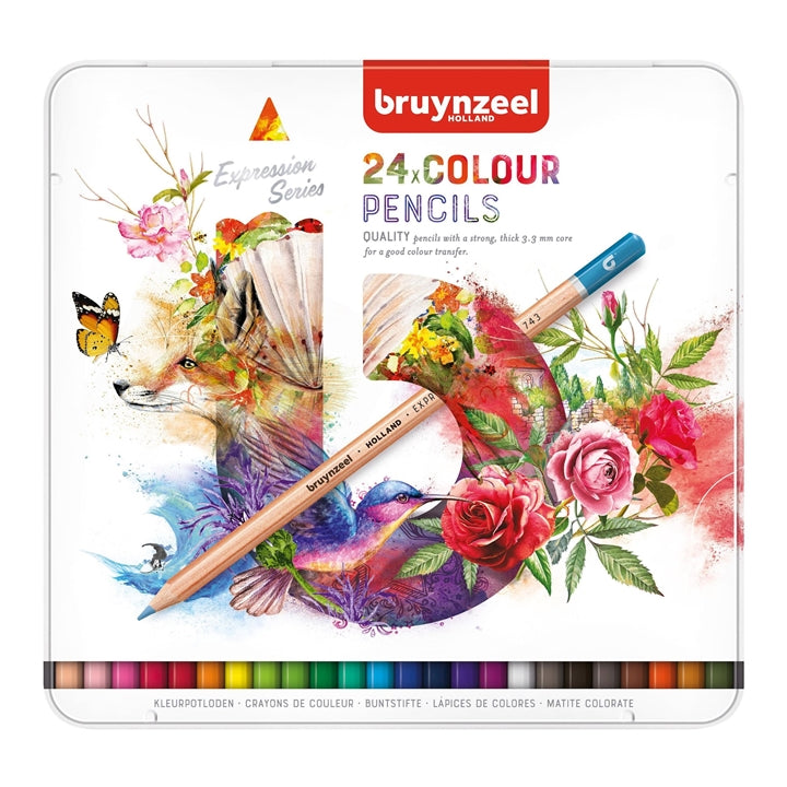 Matite colorate Bruynzeel serie Expression in scatola di latta – 24 pz