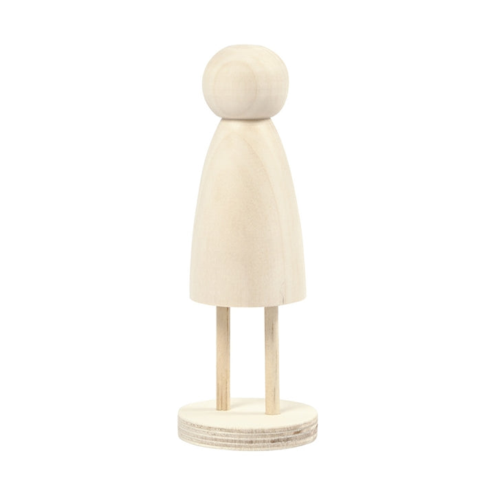 Figura decorativa in legno su piedistallo