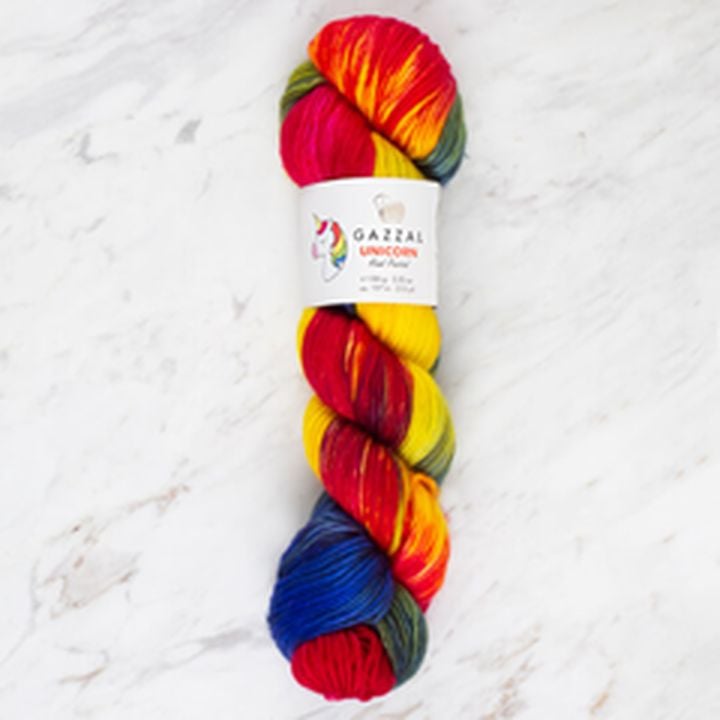 Filato per maglieria Gazzal Unicorn 100 g – rosso-giallo
