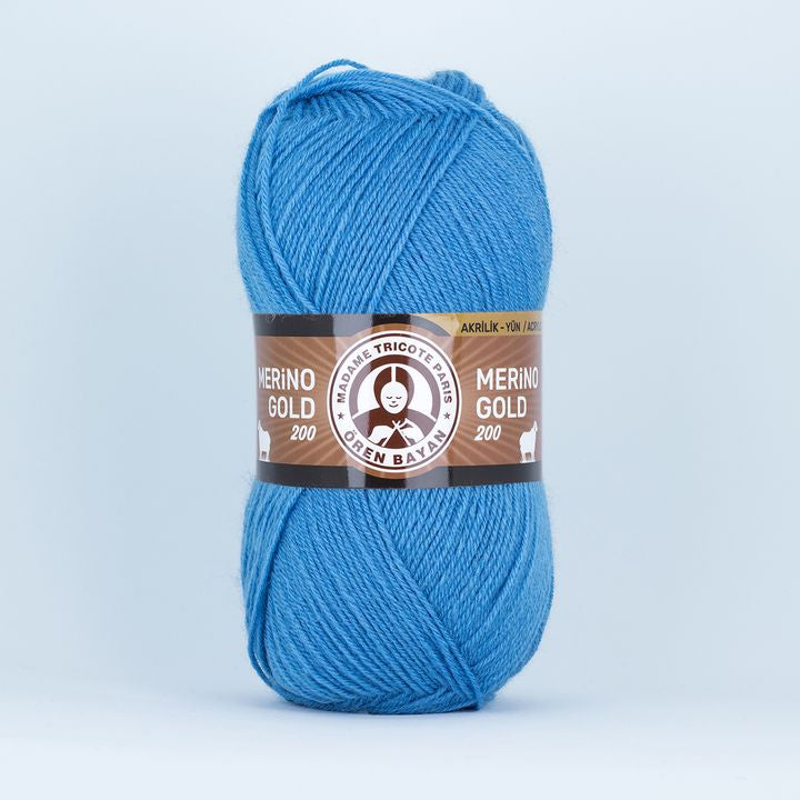Filato per maglieria Madame Tricote Paris Merino Gold 200 - 100 g | scegli un colore - blu