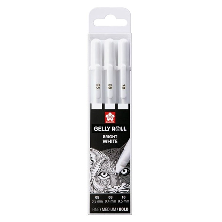 Penne gel Sakura Gelly Roll bianco brillante - 3 pezzi – 05-08-10 mix