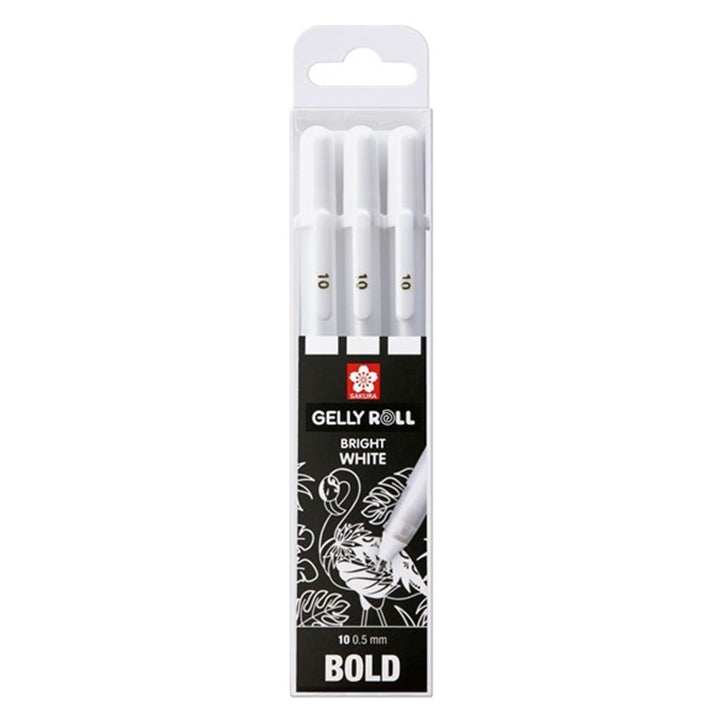 Penne gel Sakura Gelly Roll bianco brillante - 3 pezzi – 10 bold