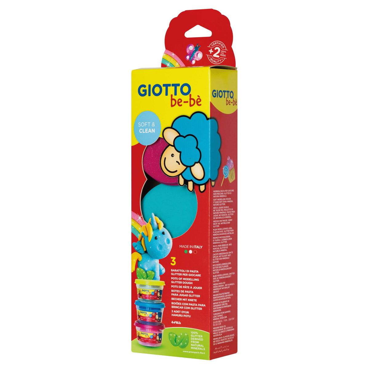GIOTTO BE-BE pasta per modellare morbida con glitter 3 x 100 g
